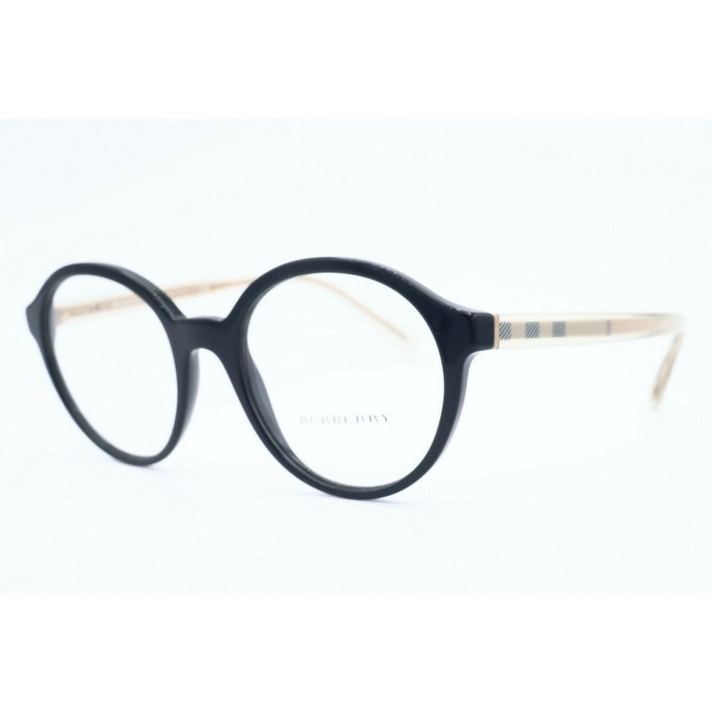 New Burberry B 2254 3001 Round Black Eyeglasses Women's Frames 49mm